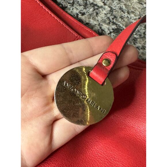 Antonio Melanie Red Leather Tote Purse Handbag Satchel - Picture 3 of 5